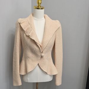 Vintage Y2K Nanette Lepore Cream Ruffled Blazer